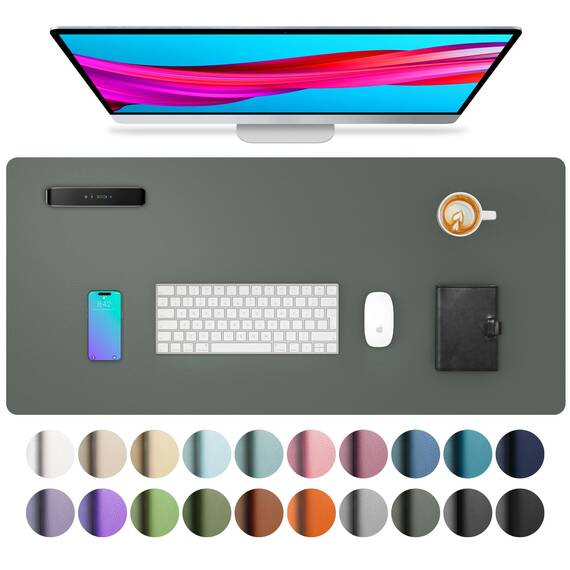Aothia Schreibtischunterlage,Mauspad mit PU Leder und Rutchfeste Wildleder,Multifunktionales Office Mousepad Laptop Schreibunterlage,Tisch-Schutz Unterlage für Büro/Home-Office(Dschungel Grün,80x40cm)
