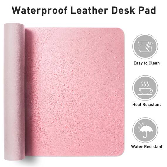 Aothia Schreibtischunterlage,PU-Leder-Schreibtischmatte,Mauspad,rutschfester Schreibtischschutz,wasserdichter Schreibtisch-Schreibblock für Büro und Zuhause(80cm x 40cm,Fee Rosa)