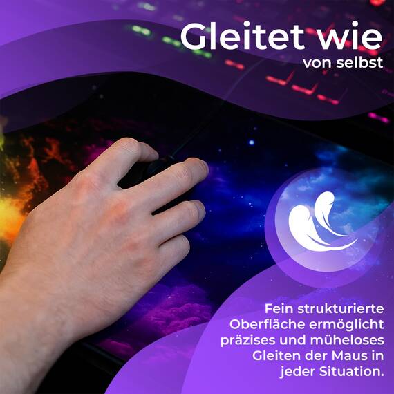Retoo Mauspad XXL, 885 x 400 mm, Groß Mauspad Gaming mit Motiv, Tischunterlage Large Size, Spezielle Oberfläche, Schreibtischunterlage, Verbessert Präzision und Geschwindigkeit, Fransenfreie