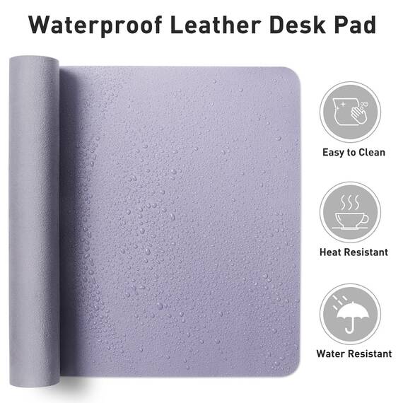 Aothia Schreibtischunterlage,Mauspad mit Leder und Rutchfeste Wildleder,Multifunktionales Office Mousepad Laptop Schreibunterlage,Tisch-Schutz Unterlage für Büro/Home(91x43cm,Lavendel)