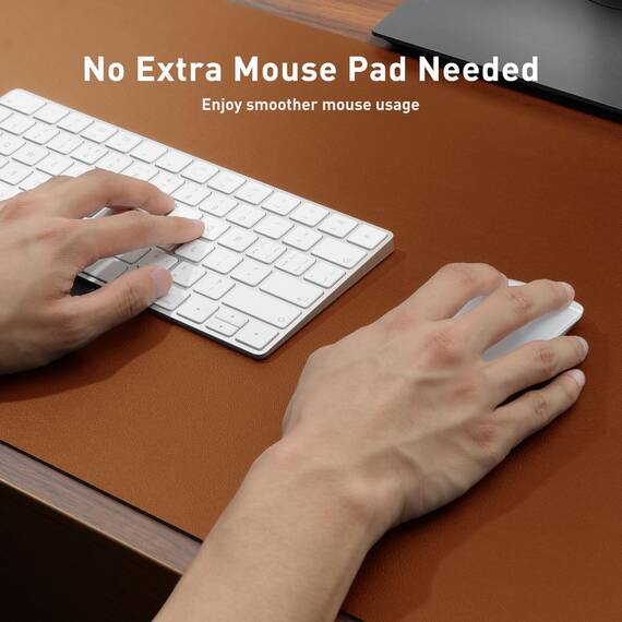 Aothia Schreibtischunterlage,Mauspad mit Leder und Rutchfeste Wildleder,Multifunktionales Office Mousepad Laptop Schreibunterlage,Tisch-Schutz Unterlage für Büro/Home(80x40cm, Braun)