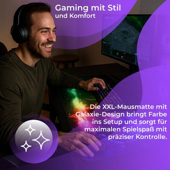 Retoo Mauspad XXL, 885 x 400 mm, Groß Mauspad Gaming mit Motiv, Tischunterlage Large Size, Spezielle Oberfläche, Schreibtischunterlage, Verbessert Präzision und Geschwindigkeit, Fransenfreie