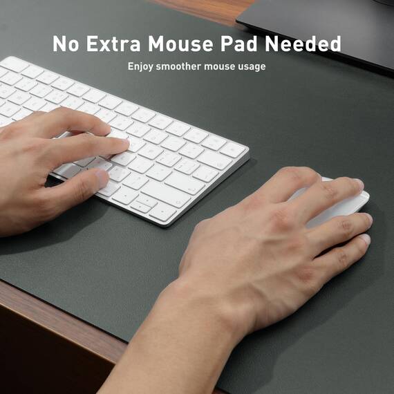 Aothia Schreibtischunterlage,Mauspad mit PU Leder und Rutchfeste Wildleder,Multifunktionales Office Mousepad Laptop Schreibunterlage,Tisch-Schutz Unterlage für Büro/Home(Dschungel Grün,122x43cm)
