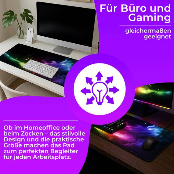 Retoo Mauspad XXL, 885 x 400 mm, Groß Mauspad Gaming mit Motiv, Tischunterlage Large Size, Spezielle Oberfläche, Schreibtischunterlage, Verbessert Präzision und Geschwindigkeit, Fransenfreie