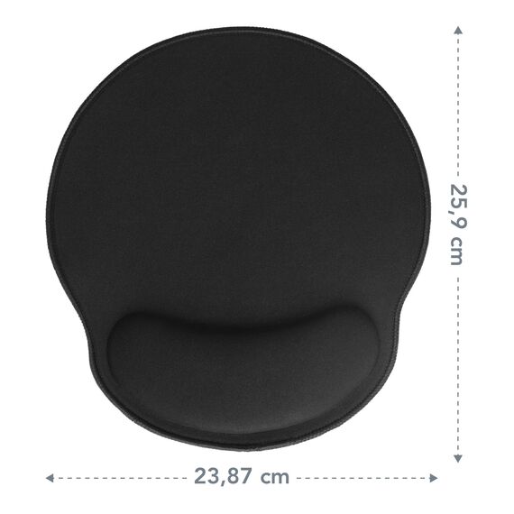 Sidorenko Ergonomisches Mousepad mit Handauflage 26x23 cm - Mauspad mit Gelkissen für Büro - Gel Mousepad vernähten Kanten - Ergonomische Mauspads schwarz - Mouse Pad rund - Maus pad - Mouspad