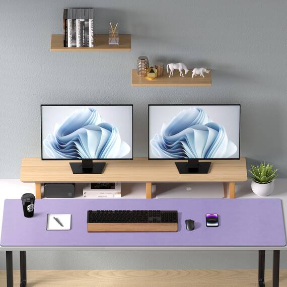 Aothia Schreibtischunterlage,Mauspad mit Leder und Rutchfeste Wildleder,Multifunktionales Office Mousepad Laptop Schreibunterlage,Tisch-Schutz Unterlage für Büro/Home(91x43cm,Lavendel)