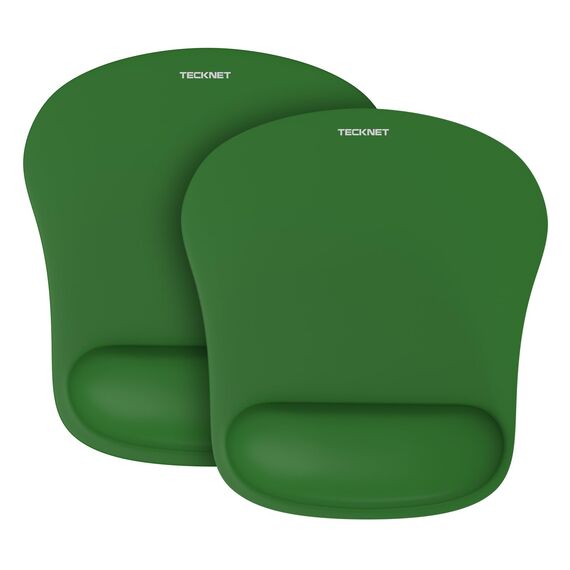 TECKNET Mauspad mit Gelkissen, Memory Foam Mousepad Ergonomisches Wasserdicht Komfort Mausmatte mit Handgelenkpolster Handauflage für Alle Maus Offfice Heim Computer Laptop, Grün, 2 Pack