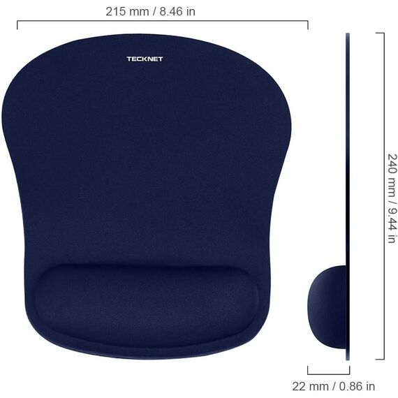 TECKNET Mauspad mit Gelkissen, Memory Foam Mousepad Ergonomisches Wasserdicht Komfort Mausmatte mit Handgelenkpolster Handauflage für Alle Maus Offfice Heim Computer Laptop, Blau
