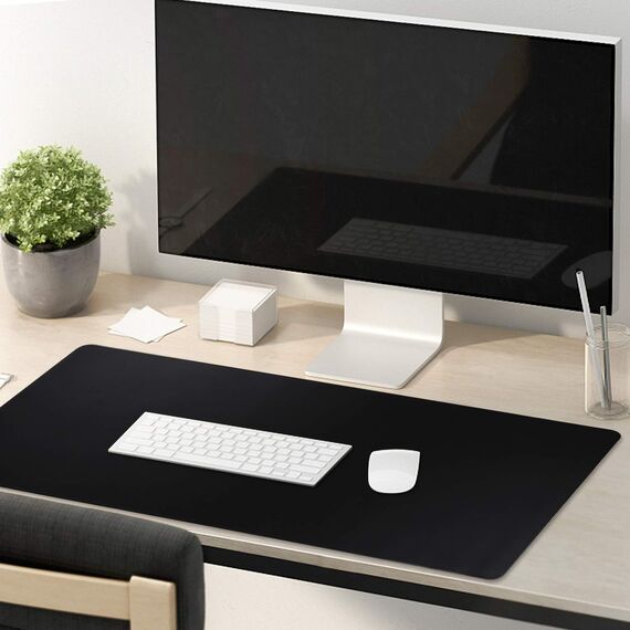 HIHUHEN Gaming-Mauspad für Schreibtisch, Büro, groß, 800 x 300 x 3 mm, Komfortables Mauspad mit glatter Stoffoberfläche verbesserte Präzision und Geschwindigkeit (80x30 Black)