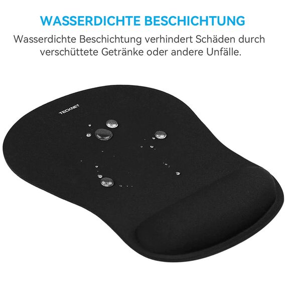 TECKNET Mauspad mit Gelkissen, Memory Foam Mousepad Ergonomisches Wasserdicht Komfort Mausmatte mit Handgelenkpolster Handauflage für Alle Maus Offfice Heim Computer Laptop, 3 Pack