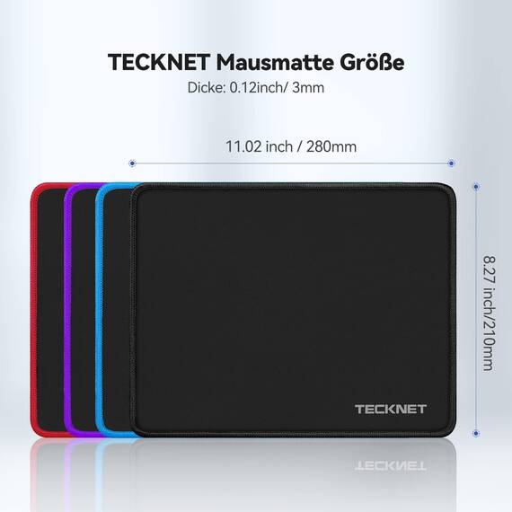 TECKNET Mauspad, 28 x 21 cm Gaming Mousepad mit Wasserdicht und Rutschfester Gummi für PC-Büro, Arbeit, Gaming, Studium, Laptop, Computer, Zuhause-Blau
