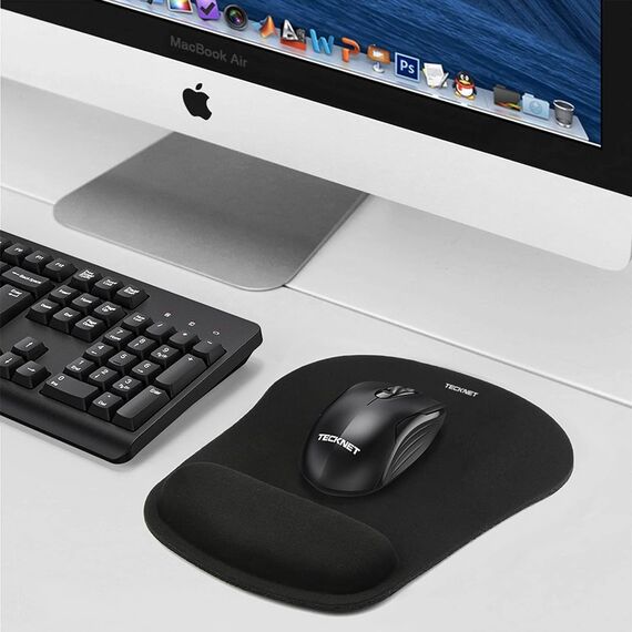 TECKNET Mauspad mit Gelkissen, Memory Foam Mousepad Ergonomisches Wasserdicht Komfort Mausmatte mit Handgelenkpolster Handauflage für Alle Maus Offfice Heim Computer Laptop, 2 Pack