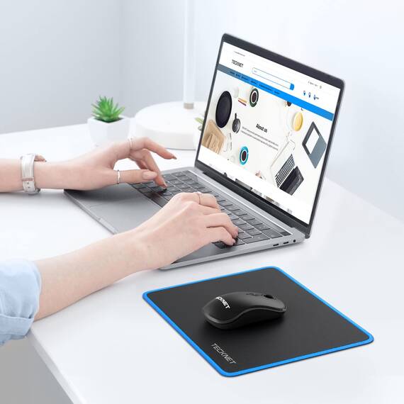 TECKNET Mauspad, 28 x 21 cm Gaming Mousepad mit Wasserdicht und Rutschfester Gummi für PC-Büro, Arbeit, Gaming, Studium, Laptop, Computer, Zuhause-Blau
