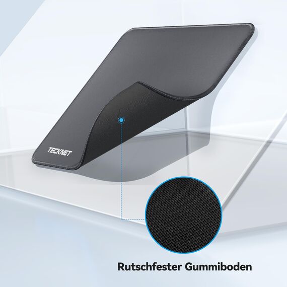 TECKNET Mauspad, 280 x 210 mm Gaming Mousepad mit Wasserdicht und Rutschfester Gummi für PC-Büro, Arbeit, Gaming, Studium, Laptop, Computer, Zuhause-Dunkelgrau