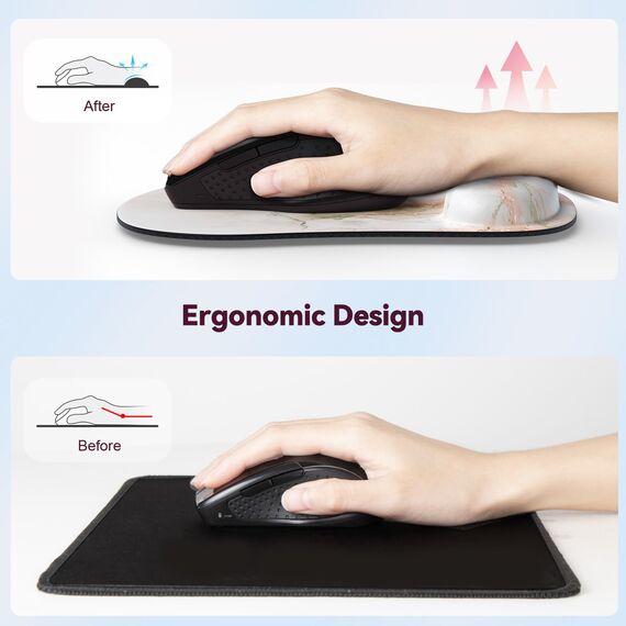 TECKNET Mauspad mit Gelkissen, Memory Foam Mousepad Ergonomisches Wasserdicht Komfort Mausmatte mit Handgelenkpolster Handauflage für Alle Maus Offfice Heim Computer Laptop