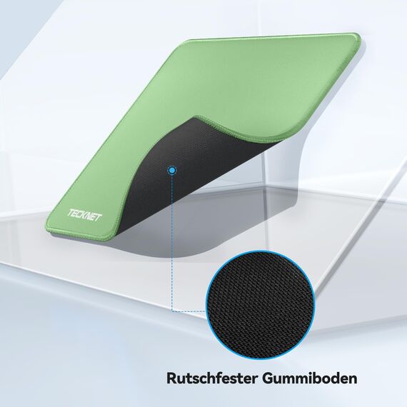 TECKNET Mauspad, 280 x 210 mm Gaming Mousepad mit Wasserdicht und Rutschfester Gummi für PC-Büro, Arbeit, Gaming, Studium, Laptop, Computer, Zuhause-Reines Grün