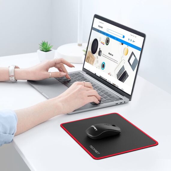 TECKNET Mauspad, 280 x 210 mm Gaming Mousepad mit Wasserdicht und Rutschfester Gummi für PC-Büro, Arbeit, Gaming, Studium, Laptop, Computer, Zuhause-Rot