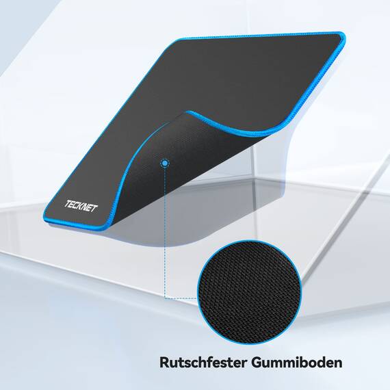 TECKNET Mauspad, 28 x 21 cm Gaming Mousepad mit Wasserdicht und Rutschfester Gummi für PC-Büro, Arbeit, Gaming, Studium, Laptop, Computer, Zuhause-Blau