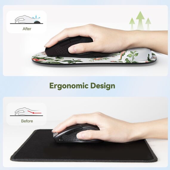 TECKNET Mauspad mit Gelkissen, Memory Foam Mousepad Ergonomisches Wasserdicht Komfort Mausmatte mit Handgelenkpolster Handauflage für Alle Maus Offfice Heim Computer Laptop