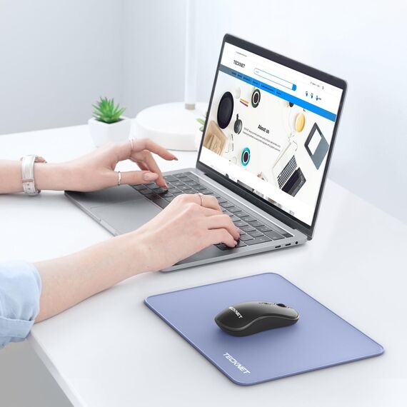 TECKNET Mauspad, 280 x 210 mm Gaming Mousepad mit Wasserdicht und Rutschfester Gummi für PC-Büro, Arbeit, Gaming, Studium, Laptop, Computer, Zuhause-grau Blau