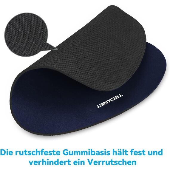 TECKNET Mauspad mit Gelkissen, Memory Foam Mousepad Ergonomisches Wasserdicht Komfort Mausmatte mit Handgelenkpolster Handauflage für Alle Maus Offfice Heim Computer Laptop, Blau