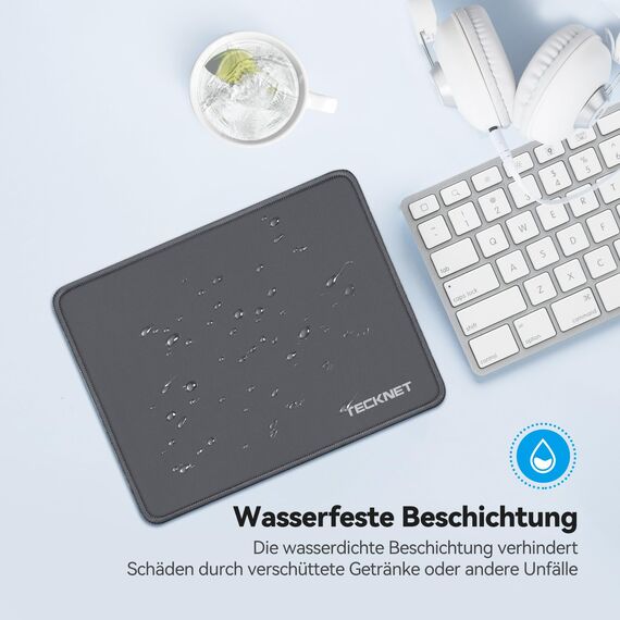 TECKNET Mauspad, 280 x 210 mm Gaming Mousepad mit Wasserdicht und Rutschfester Gummi für PC-Büro, Arbeit, Gaming, Studium, Laptop, Computer, Zuhause-Dunkelgrau