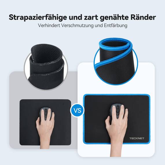 TECKNET Mauspad, 28 x 21 cm Gaming Mousepad mit Wasserdicht und Rutschfester Gummi für PC-Büro, Arbeit, Gaming, Studium, Laptop, Computer, Zuhause-Blau