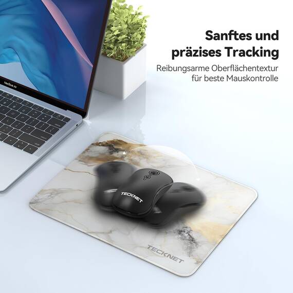 TECKNET Mauspad, 28 x 21 cm Gaming Mousepad mit Wasserdicht und Rutschfester Gummi für PC-Büro, Arbeit, Gaming, Studium, Laptop, Computer, Zuhause-Marmormuster