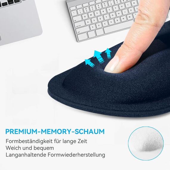 TECKNET Mauspad mit Gelkissen, Memory Foam Mousepad Ergonomisches Wasserdicht Komfort Mausmatte mit Handgelenkpolster Handauflage für Alle Maus Offfice Heim Computer Laptop, Blau