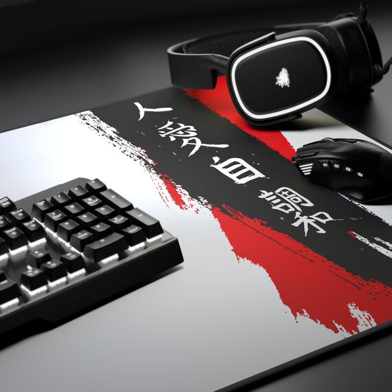 TITANWOLF - XXL Speed Gaming Mauspad 900 x 400mm - XXL Mousepad - Tischunterlage Large Size - verbessert Präzision und Geschwindigkeit - Japan Ink Letters Design