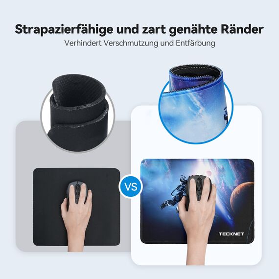 TECKNET Mauspad, 28 x 21 cm Gaming Mousepad mit Wasserdicht und Rutschfester Gummi für PC-Büro, Arbeit, Gaming, Studium, Laptop, Computer, Zuhause-Astronauten Blau