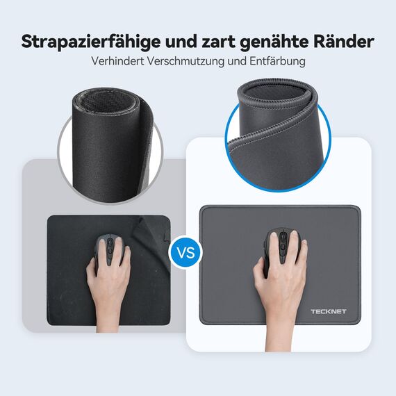 TECKNET Mauspad, 280 x 210 mm Gaming Mousepad mit Wasserdicht und Rutschfester Gummi für PC-Büro, Arbeit, Gaming, Studium, Laptop, Computer, Zuhause-Dunkelgrau
