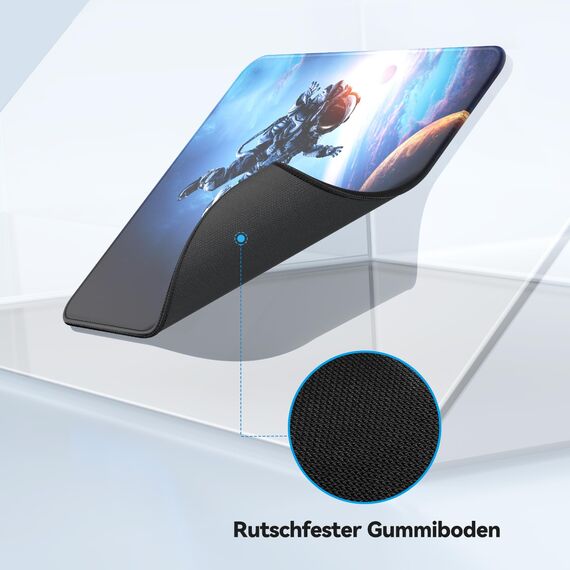 TECKNET Mauspad, 28 x 21 cm Gaming Mousepad mit Wasserdicht und Rutschfester Gummi für PC-Büro, Arbeit, Gaming, Studium, Laptop, Computer, Zuhause-Astronauten Blau