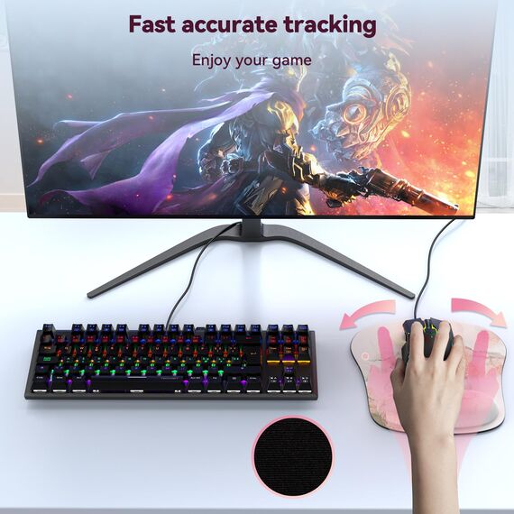TECKNET Mauspad mit Gelkissen, Memory Foam Mousepad Ergonomisches Wasserdicht Komfort Mausmatte mit Handgelenkpolster Handauflage für Alle Maus Offfice Heim Computer Laptop