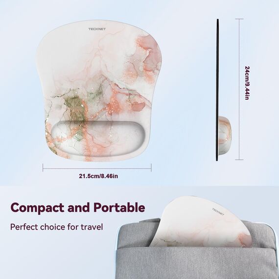 TECKNET Mauspad mit Gelkissen, Memory Foam Mousepad Ergonomisches Wasserdicht Komfort Mausmatte mit Handgelenkpolster Handauflage für Alle Maus Offfice Heim Computer Laptop