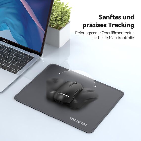 TECKNET Mauspad, 280 x 210 mm Gaming Mousepad mit Wasserdicht und Rutschfester Gummi für PC-Büro, Arbeit, Gaming, Studium, Laptop, Computer, Zuhause-Dunkelgrau