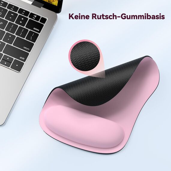 TECKNET Mauspad mit Gelkissen, Memory Foam Mousepad Ergonomisches Wasserdicht Komfort Mausmatte mit Handgelenkpolster Handauflage für Alle Maus Offfice Heim Computer Laptop, Pink, 2 Pack