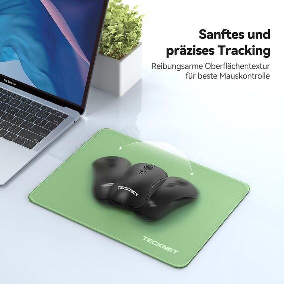 TECKNET Mauspad, 280 x 210 mm Gaming Mousepad mit Wasserdicht und Rutschfester Gummi für PC-Büro, Arbeit, Gaming, Studium, Laptop, Computer, Zuhause-Reines Grün