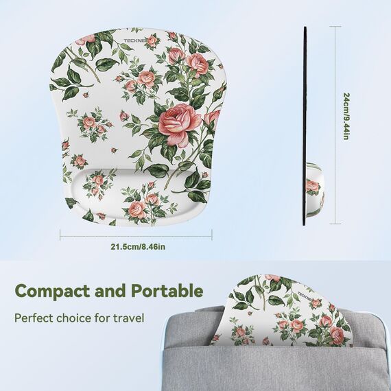 TECKNET Mauspad mit Gelkissen, Memory Foam Mousepad Ergonomisches Wasserdicht Komfort Mausmatte mit Handgelenkpolster Handauflage für Alle Maus Offfice Heim Computer Laptop