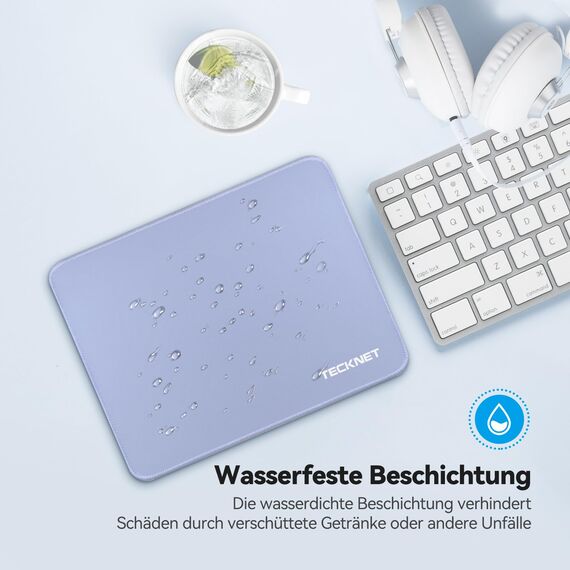 TECKNET Mauspad, 280 x 210 mm Gaming Mousepad mit Wasserdicht und Rutschfester Gummi für PC-Büro, Arbeit, Gaming, Studium, Laptop, Computer, Zuhause-grau Blau