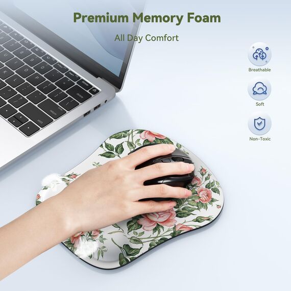 TECKNET Mauspad mit Gelkissen, Memory Foam Mousepad Ergonomisches Wasserdicht Komfort Mausmatte mit Handgelenkpolster Handauflage für Alle Maus Offfice Heim Computer Laptop