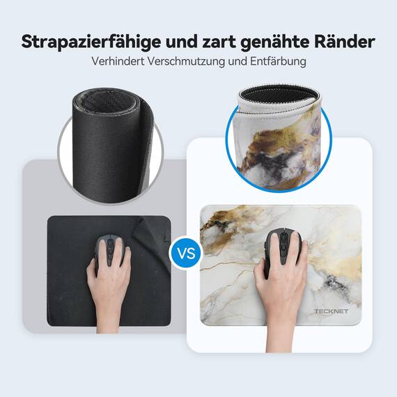 TECKNET Mauspad, 28 x 21 cm Gaming Mousepad mit Wasserdicht und Rutschfester Gummi für PC-Büro, Arbeit, Gaming, Studium, Laptop, Computer, Zuhause-Marmormuster