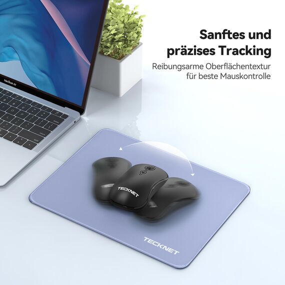 TECKNET Mauspad, 280 x 210 mm Gaming Mousepad mit Wasserdicht und Rutschfester Gummi für PC-Büro, Arbeit, Gaming, Studium, Laptop, Computer, Zuhause-grau Blau