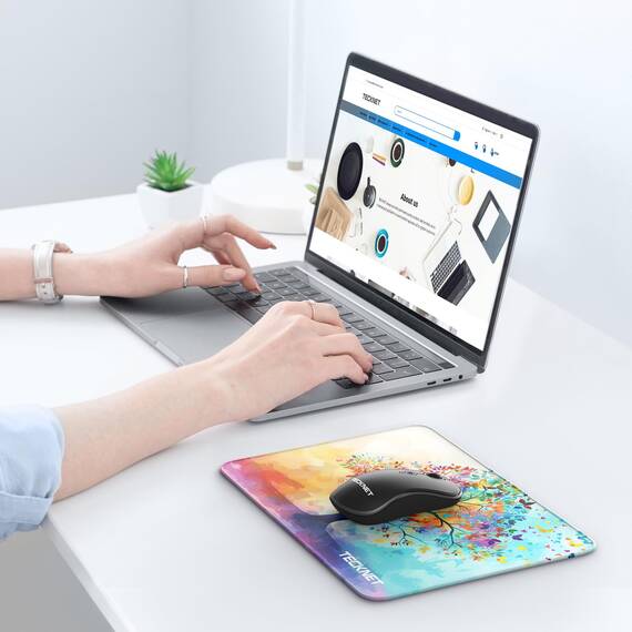 TECKNET Mauspad, 28 x 21 cm Gaming Mousepad mit Wasserdicht und Rutschfester Gummi für PC-Büro, Arbeit, Gaming, Studium, Laptop, Computer, Zuhause-Bunter Baum