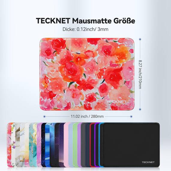 TECKNET Mauspad, 28 x 21 cm Gaming Mousepad mit Wasserdicht und Rutschfester Gummi für PC-Büro, Arbeit, Gaming, Studium, Laptop, Computer, Zuhause