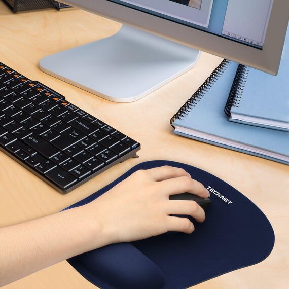 TECKNET Mauspad mit Gelkissen, Memory Foam Mousepad Ergonomisches Wasserdicht Komfort Mausmatte mit Handgelenkpolster Handauflage für Alle Maus Offfice Heim Computer Laptop, Blau