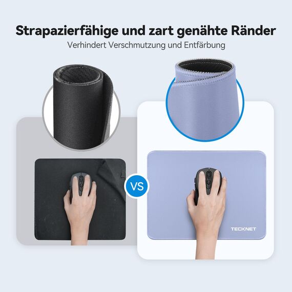 TECKNET Mauspad, 280 x 210 mm Gaming Mousepad mit Wasserdicht und Rutschfester Gummi für PC-Büro, Arbeit, Gaming, Studium, Laptop, Computer, Zuhause-grau Blau