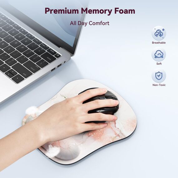 TECKNET Mauspad mit Gelkissen, Memory Foam Mousepad Ergonomisches Wasserdicht Komfort Mausmatte mit Handgelenkpolster Handauflage für Alle Maus Offfice Heim Computer Laptop