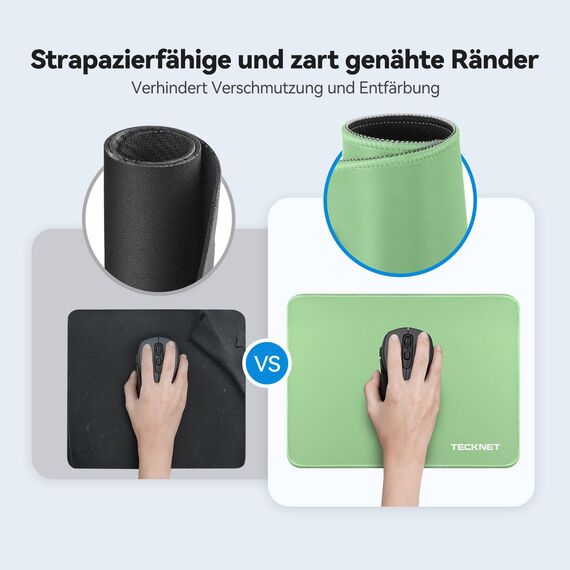 TECKNET Mauspad, 280 x 210 mm Gaming Mousepad mit Wasserdicht und Rutschfester Gummi für PC-Büro, Arbeit, Gaming, Studium, Laptop, Computer, Zuhause-Reines Grün