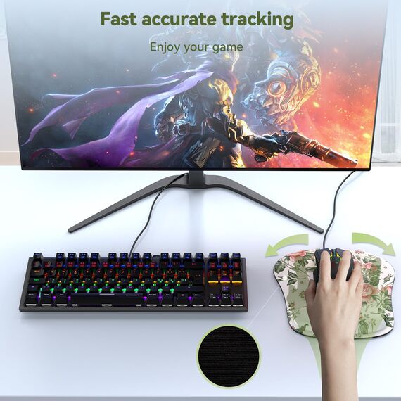 TECKNET Mauspad mit Gelkissen, Memory Foam Mousepad Ergonomisches Wasserdicht Komfort Mausmatte mit Handgelenkpolster Handauflage für Alle Maus Offfice Heim Computer Laptop